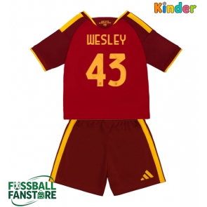 AS Roma Wesley Franca #43 Replik Heimtrikot Kinder 2026-27 Kurzarm (+ Kurze Hosen)